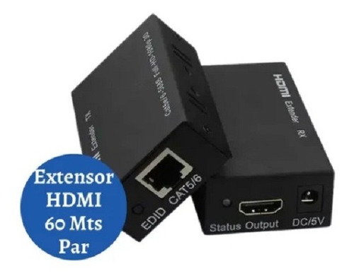 Hdmi Extender Cat5e Cat6 Rj45 Extensor 60 Mts Hd 1080p 3d