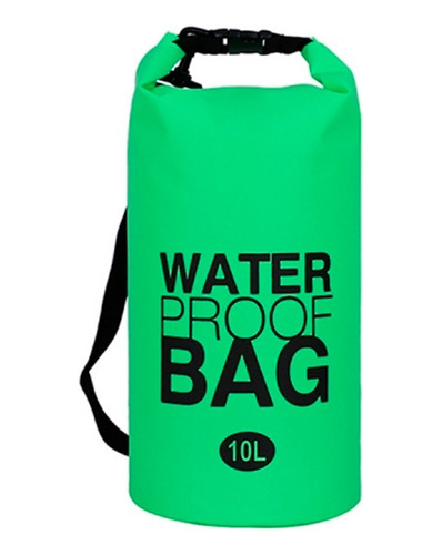 Bolso Pvc Water Proof De 10lts Color Verde Limón Diseño De La Tela Liso