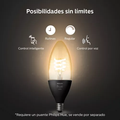 Philips Hue White Bombilla LED Inteligente Vela Filamento 4.5W E14