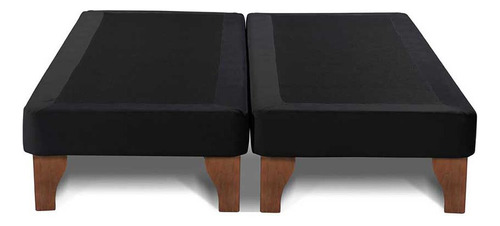 Base Dividida Cama Europea 2 Plazas 150x190 Cm Negro Felpa