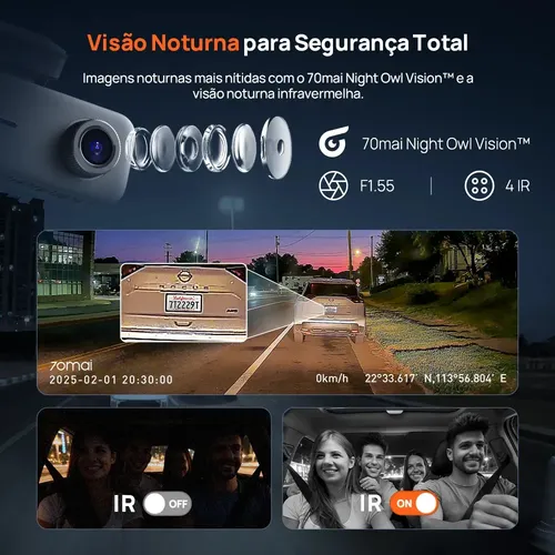 3 Camera Automotiva Veicular Carro 70mai T400-1 2k+1080p+1080p