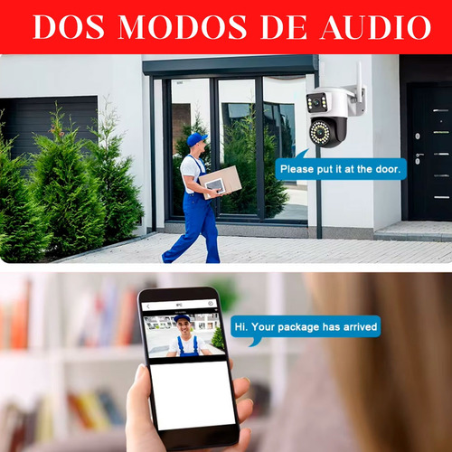 Cámara Ip Wifi Seguridad Inalámbrica Antirobo 2 Lentes Espia Blanco
