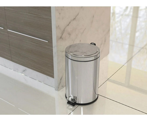 Imagem 6 de 12 de Lixeira Tramontina Com Pedal Em Aço Inox 12l 94538112 Cor Cinza