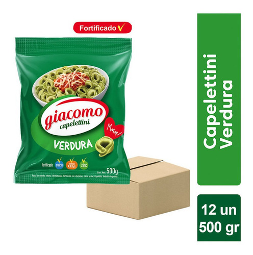 Pack X 12 U Capelettini Verdura Giacomo Pasta De Semola 500g