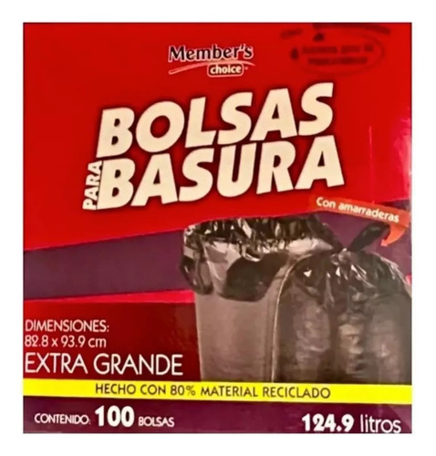 Bolsas Para Basura Extra Grande 100 P Con Amarradera Mc