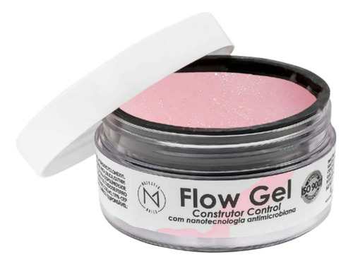 Flow Gel Para Unhas De Fibra Linha Construtor Control - 14g Cor Pink Glitter