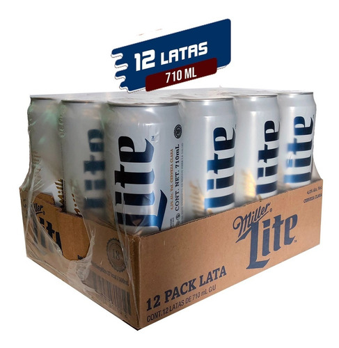 Cerveza Miller Lite 710 Ml - Caja 12 Latas