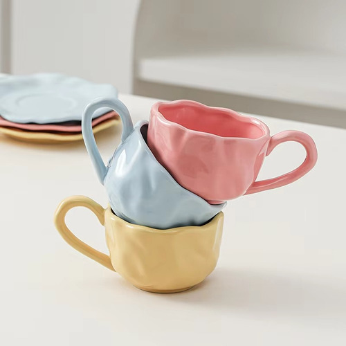 Taza De Café Rosa De Color Dopamina Para Té De La Tarde, Cer