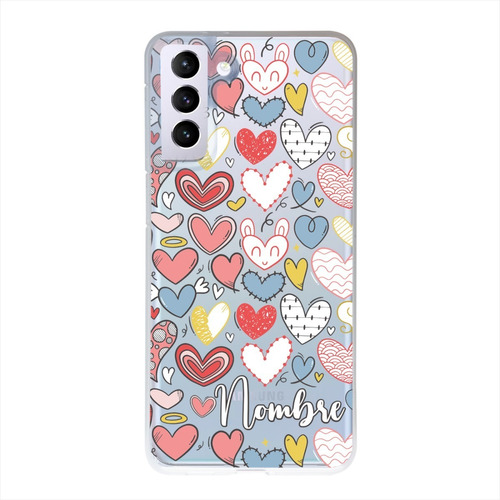 Funda Galaxy Antigolpes Corazones Personalizada Con Nombre