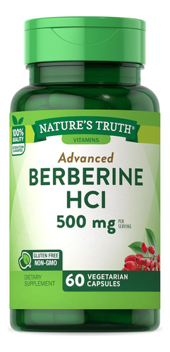 Nature´s Truth Berberine Hci 500 Mg Barberina 60 Caps Vegana Sabor Sin Sabor