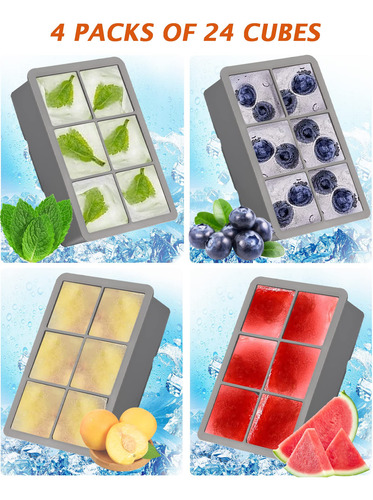 Bandeja Grande Para Cubitos De Hielo, Paquete De 4 Moldes