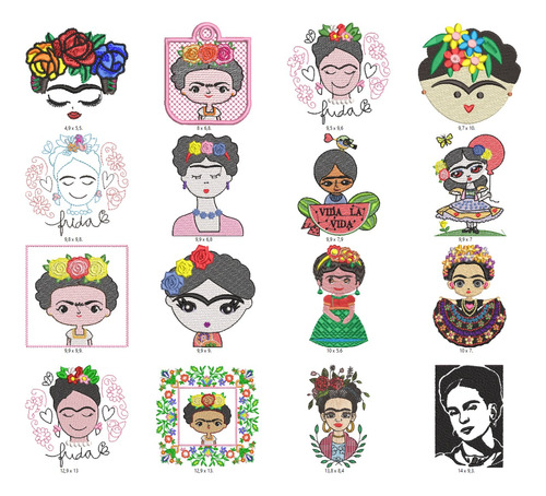 31 Matrices P/ Maquinas De Bordar Frida Kahlo