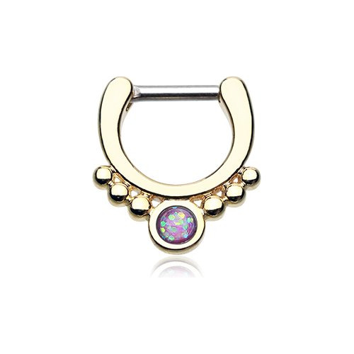 Aros - Purple Opal Gold Septum Clicker 14g 1-4  6mm Classic 