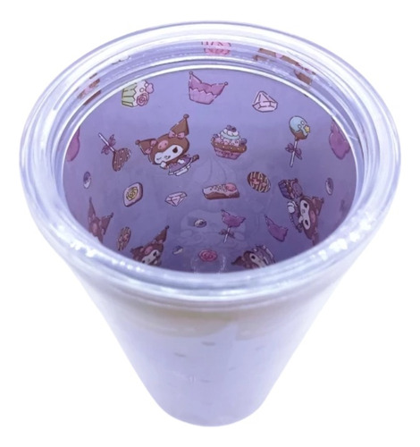 Vaso Acrilico Con Tapa Hello Kitty Cinnamoroll Kuromi Sanrio Kuromi
