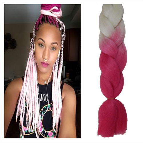 Imagen 4 de 8 de Trenza Africana Extension Kanekalon Bicolor Rubio Rojo Carmi
