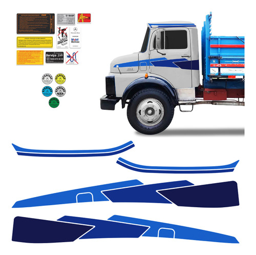 Kit Faixas/adesivos Mb Mercedes-benz 1113/1114 Azul Caminhão