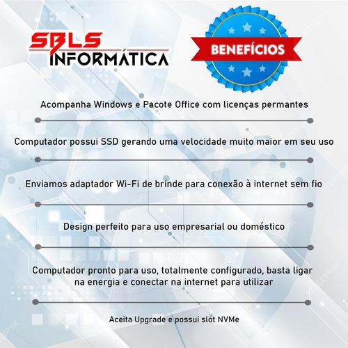 Mini Computador Pc Cpu Intel I5 10a Ger 16gb Ssd 480gb Win11
