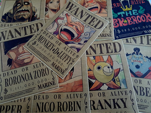 10 Carteles Wanted Tripulacion Luffy A4