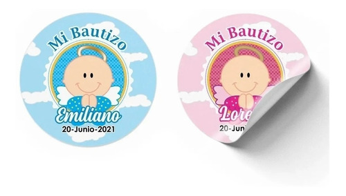 Mi Bautizo Niño Etiquetas Personalizadas 150 Piezas 5cm