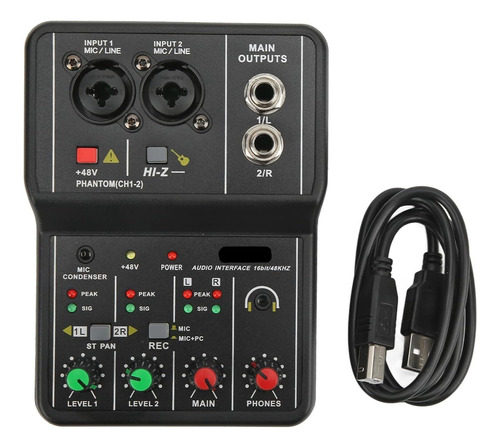 Mezclador De Audio De 2 Canales, Tarjeta De Sonido Usb 48v (