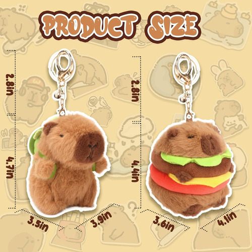 / 2llaveros De Animales Depeluche,colgante De Capybara