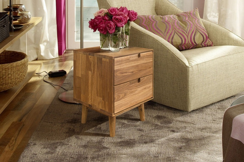 Imagen 2 de 3 de Mesa De Noche Madera 100% Maciza De Roble Ref: Maciza108