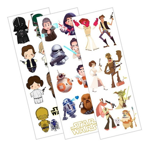 Plancha De Stickers De Star Wars Darth Vader Han Solo Leia