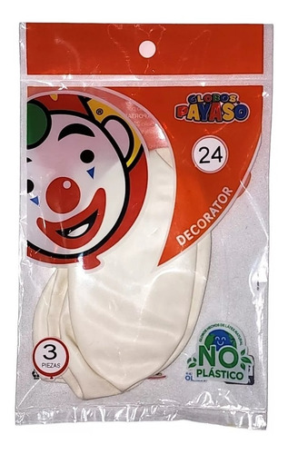 Globos Payaso #24 Blanco Nieve 3 Pzas Blanco
