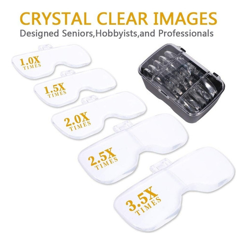 Diadema Con Lupa De 5 Piezas Con Luces Led Recargable Por