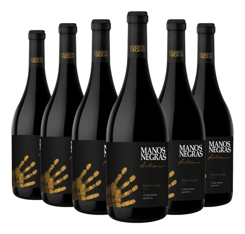 Imagen 1 de 10 de Vino Manos Negras Artesano Pinot Noir Caja X 6 X 750ml.