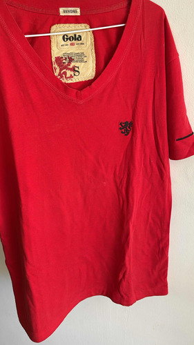 Remera Gola Talle S De Algodón Roja Cuello V