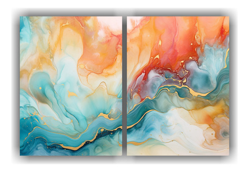 60x40cm Diptico Espectacular Currents Of Translucent Hues Sn