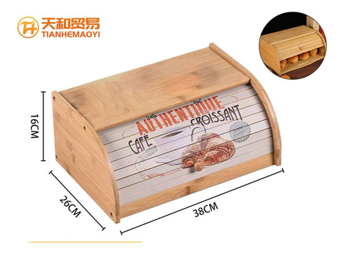 Panera Caja Madera Cesta De Pan Cuadrada 38x26cm