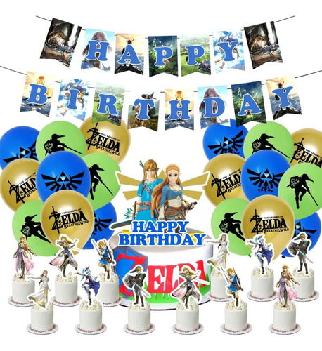 Set Decoración Globos De The Legend Of Zelda Cumpleaños