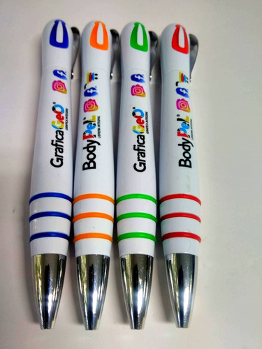 Boligrafo Medio Giro, Impresion Full Color Tinta Azul X500