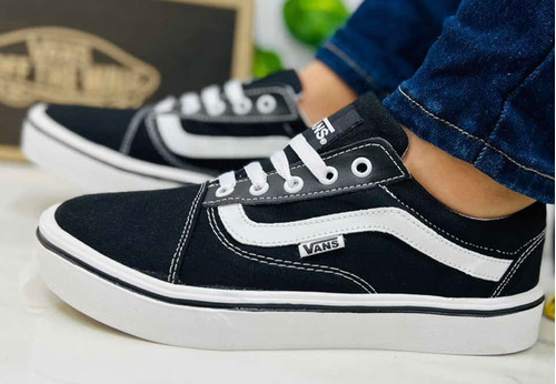 Vans Negros Con Blanco