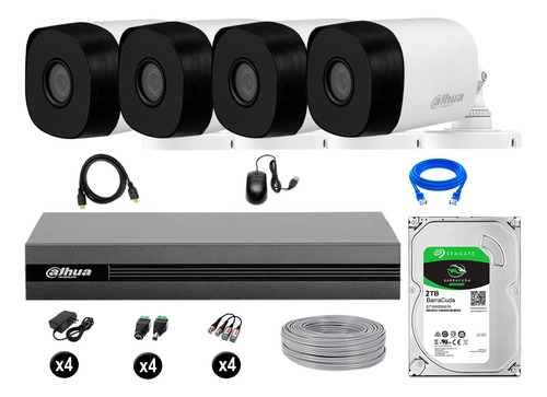 Cámaras De Seguridad Dahua Exterior Kit 4 Full Hd 1080p 2tb