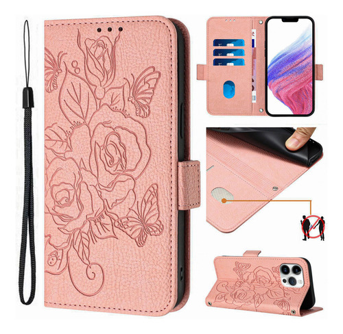 Funda Tipo Cartera De Piel 3d Con Forma De Flor Para Samsung Galaxy A06 A16 A26 A36 A56 A05s A15 A25 A35 A55 A04s A14 A24 A34 A54