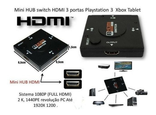 Divisor Switch Hdmi 3x1 Com Nf Original 15355
