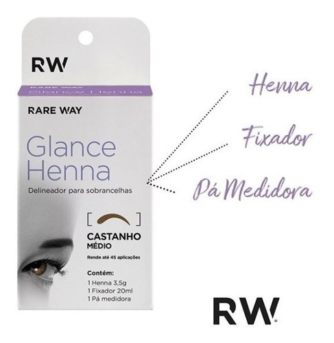 Glance Henna Castanho Médio Henna Indiana Para Sobrancelha