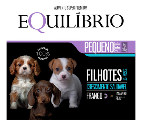 Equilibrio Ração Cães Filhotes Pequeno Frango 7,5kg
