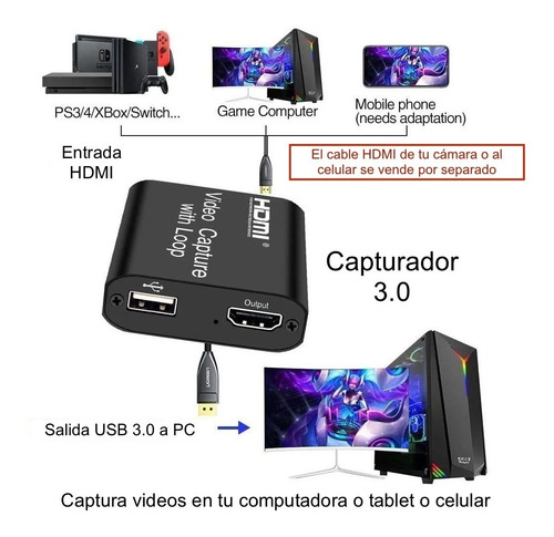 Tarjeta Hdmi Captura Videos En Vivo Usb 3.0 Capture Loop