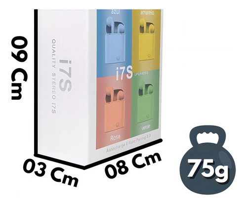 Fone Ouvido Bluetooth I7s Sem Fio Recarregável Android Ios Preto Preto