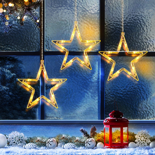 Areker - Luces De Ventana De Navidad De 3 Estrellas, 30 Led,