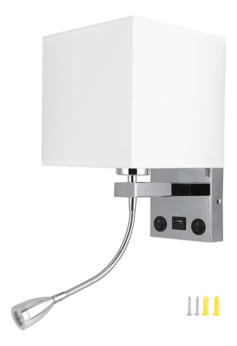 Lámpara Led De Pared Moderna De Tela Usb, Mesita De Noche Pa