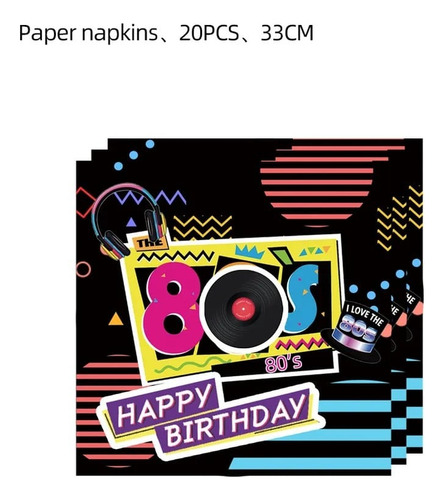 Cotillón Vajilla Cumpleaño Retro Back To The 80's Disco