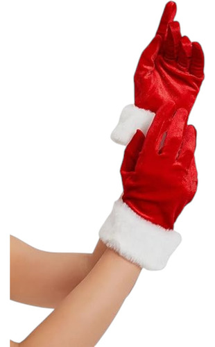 Guantes Rojos Navideños Estilo Tercipelo