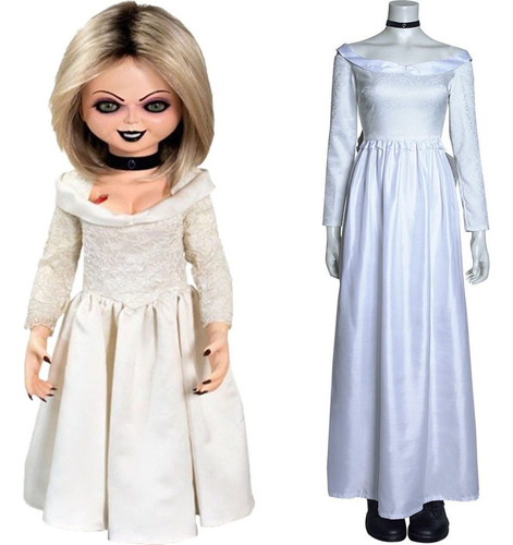 Bride Of Chucky Tiffany Larga Vestido De Novia Cosplay 1