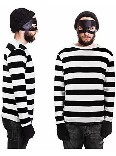 El juego de disfraz de ladrón incluye camisa de ladrón, gorro para  accesorios de disfraz de Halloween