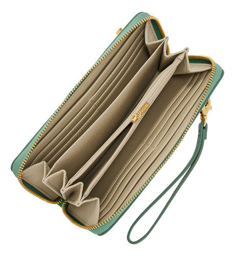 Cartera De Mano Logan De Piel Verde Mujer Fossil